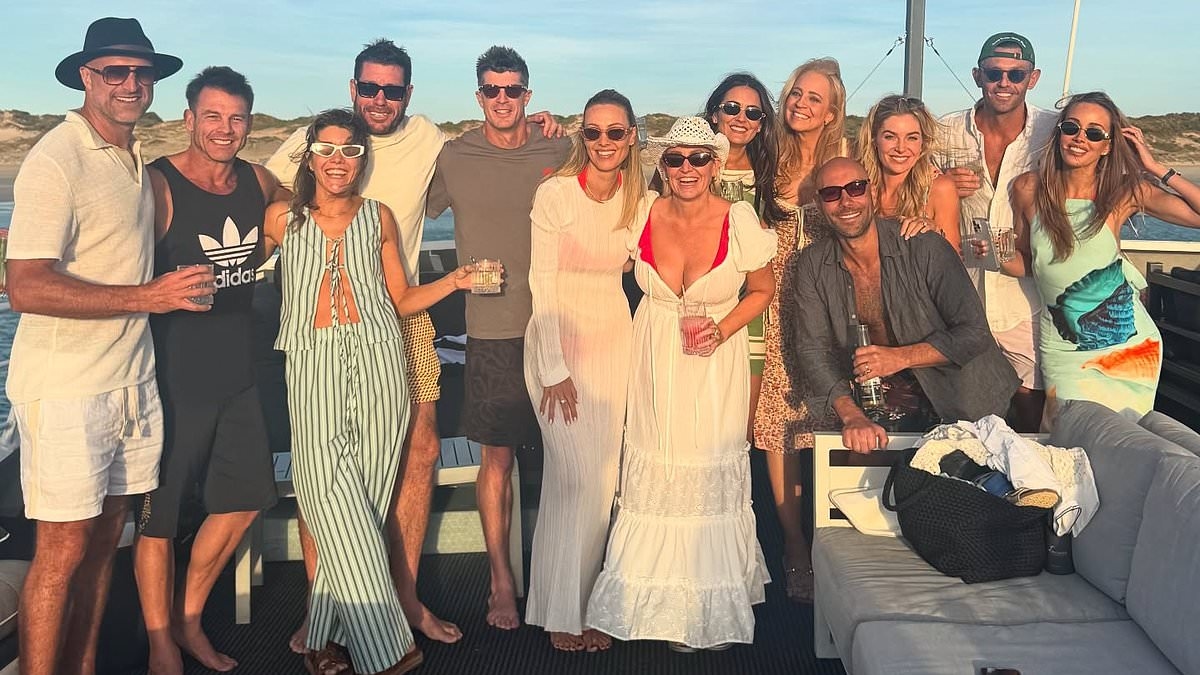 Melbourne stars Carrie Bickmore, Bec Judd and Fifi Box come together to party it up with Ben Cousins on a lavish boat in Broome
