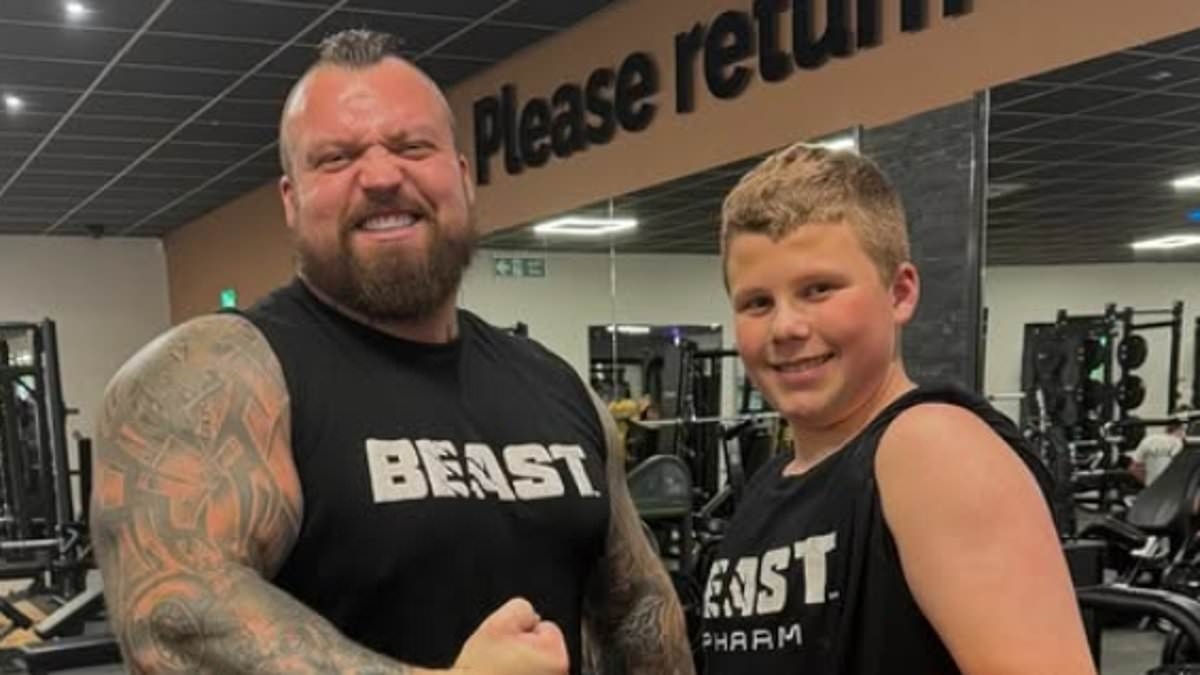 Chip off the old block! Eddie Hall's 13-year-old son destined to emulate his bodybuilding father as youngster shows off incredible gym routine - and he can already lift Tyson Fury's weight!