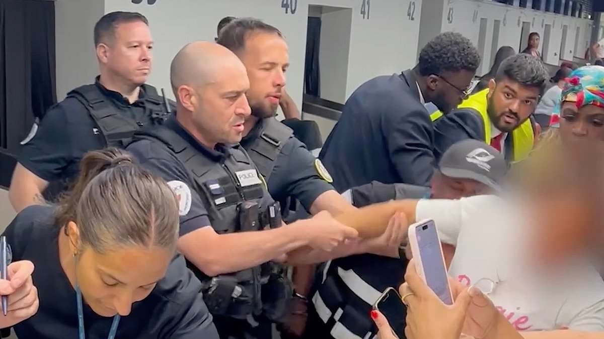 Woman dragged away by police after meltdown over canceled flight