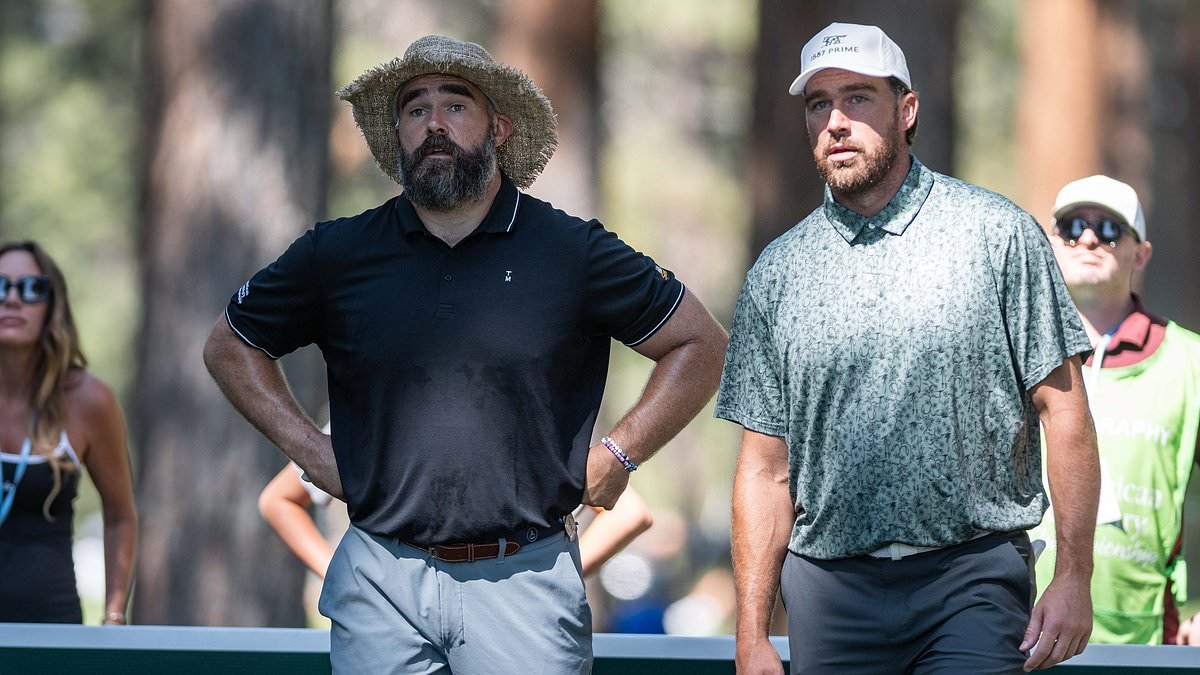 EXCLUSIVE On course with the Kelces: Travis and Jason sink beers, dodge bears and struggle for birdies... but there's no sign of Taylor Swift - yet!