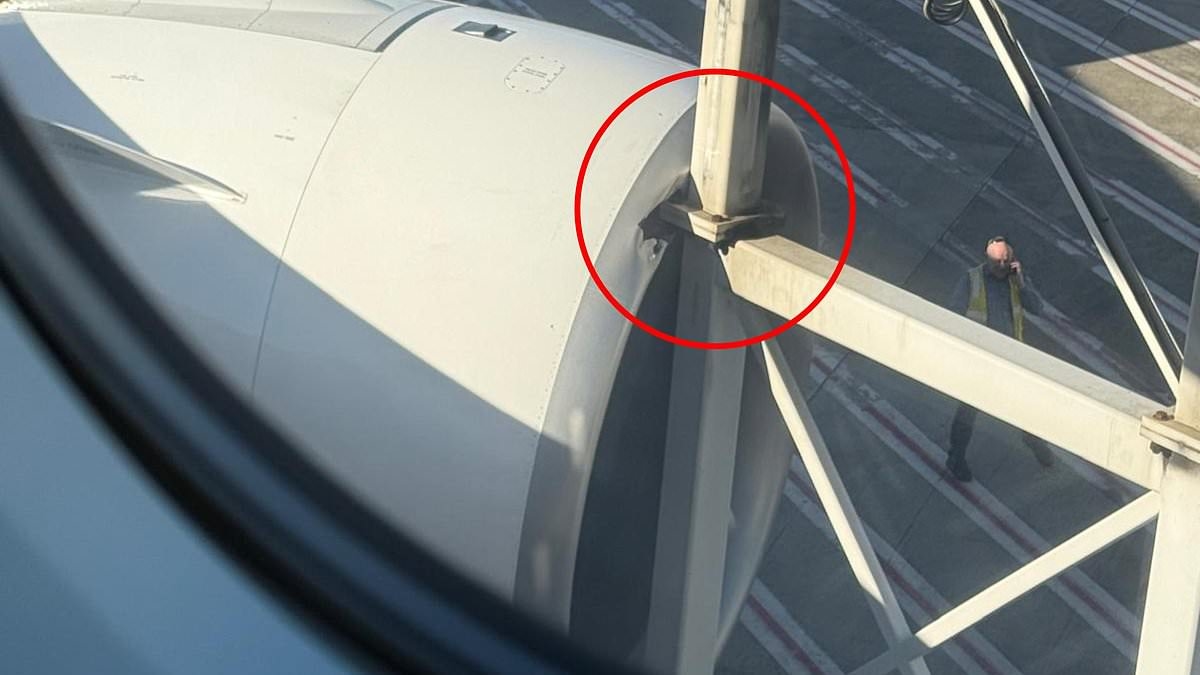 BREAKING NEWS Chaos as aerobridge rams into the engine of Qantas Airbus A380 - sparking mammoth 21-hour delay