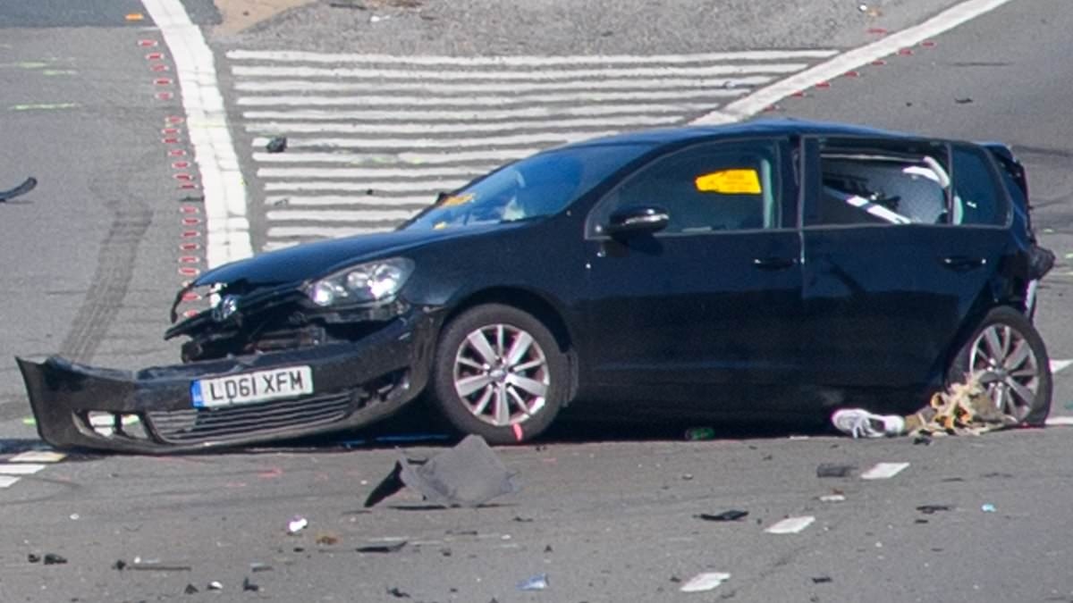 Police hunt two women and two men who fled on foot from Mercedes after VW Golf driver, 27, was killed in motorway crash