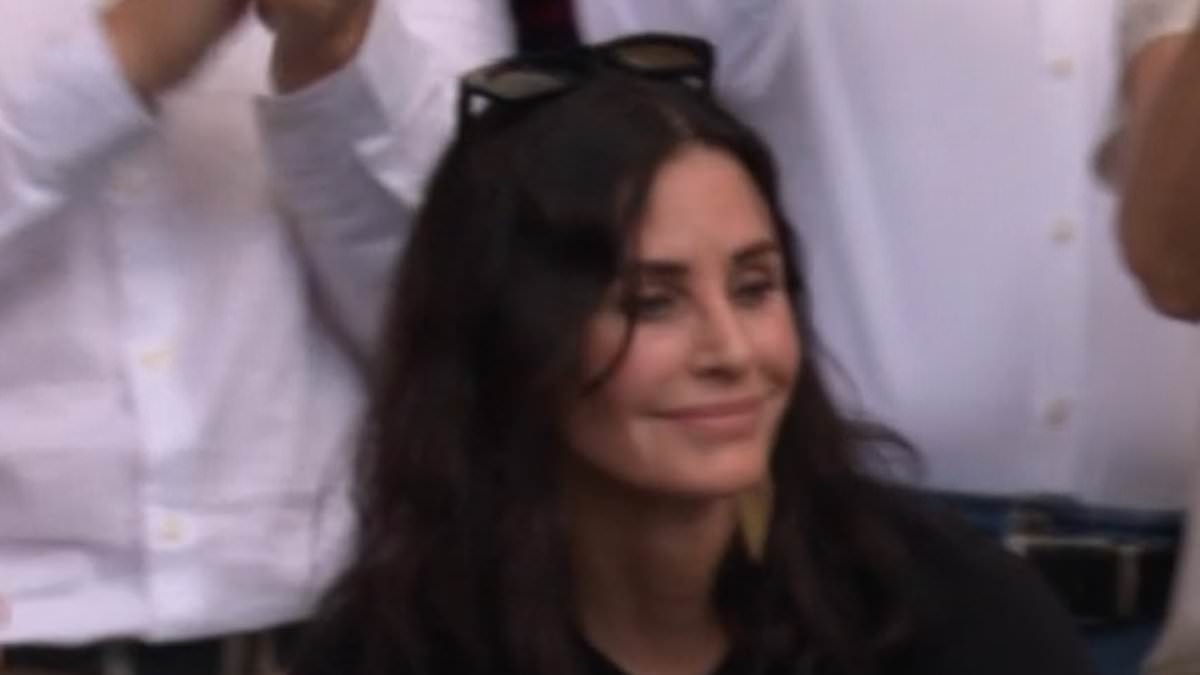 Courteney Cox embraces Wimbledon champion Iga Swiatek after she storms to victory over Amanda Anisimova in most one-sided final in 114 years