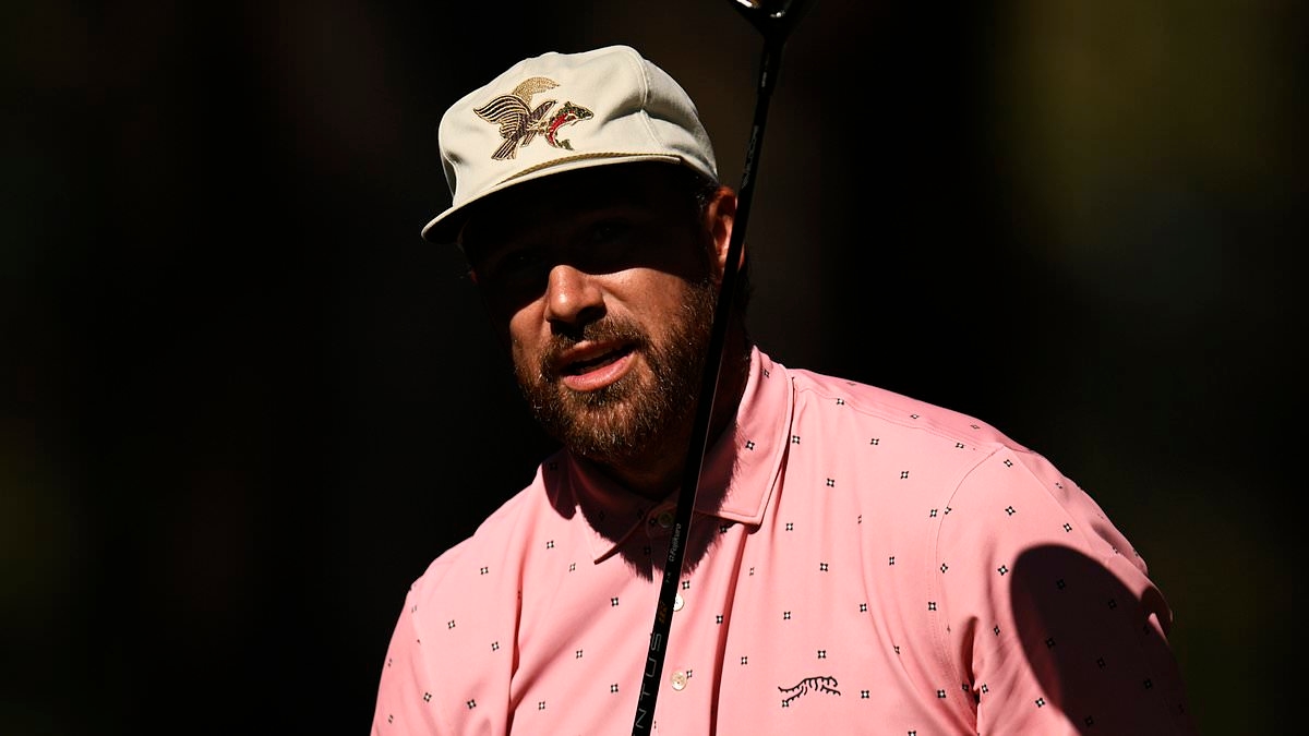 EXCLUSIVE Travis Kelce strikes fan with wayward golf shot as boozy round with brother Jason takes chaotic turn at star-studded tournament