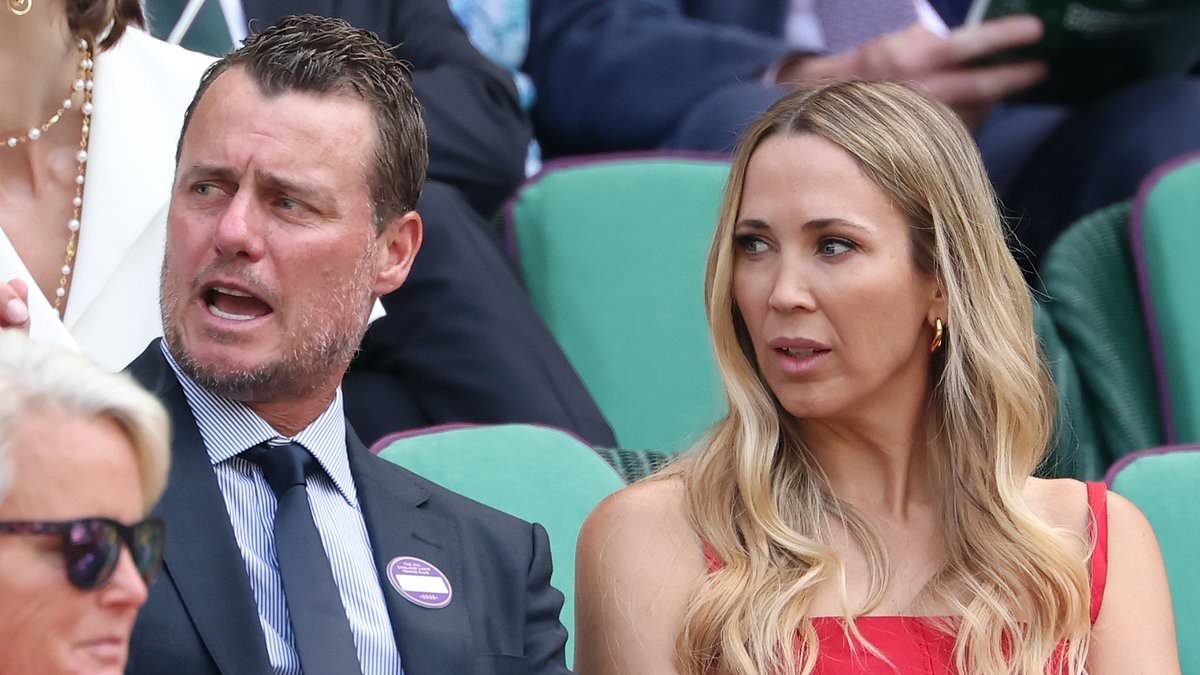 Bec Hewitt and husband Lleyton appear tense at Wimbledon after it emerged a 'Beckham-style feud is brewing' between tennis champ and daughter Mia's rocker boyfriend