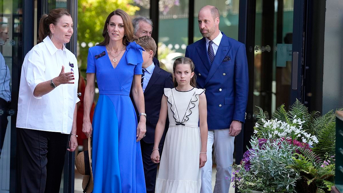 Princess Charlotte, 10, channels her mother Kate's polo chic style as she attends men's Wimbledon final