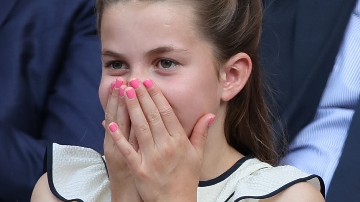 Princess Charlotte puts on an animated display while watching Carlos Alcaraz take on Jannik Sinner - as she shows off her funky nail polish