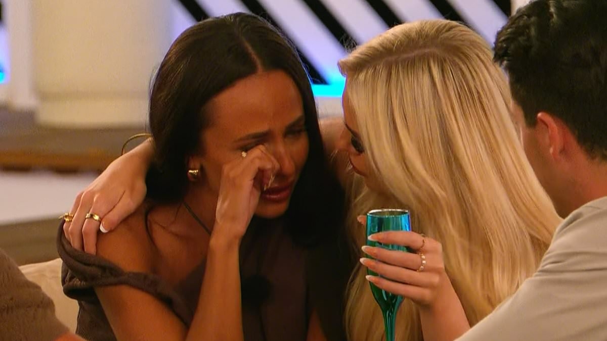 Love Island's Toni leaves Lauren in tears as she sneaks off to the terrace with Harrison (and recreates Ekin-Su's iconic crawl) before demanding 'get rid of her' in drama-packed episode