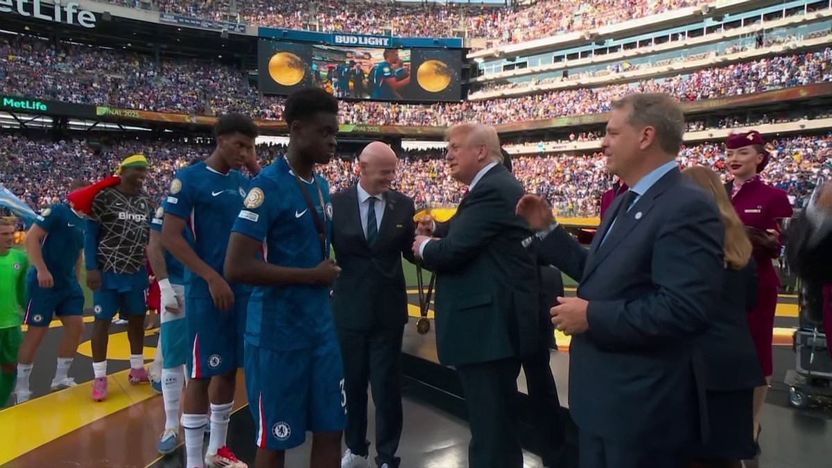 Donald Trump is SNUBBED by one Chelsea star, who dodges handshake with the US President at Club World Cup trophy presentation