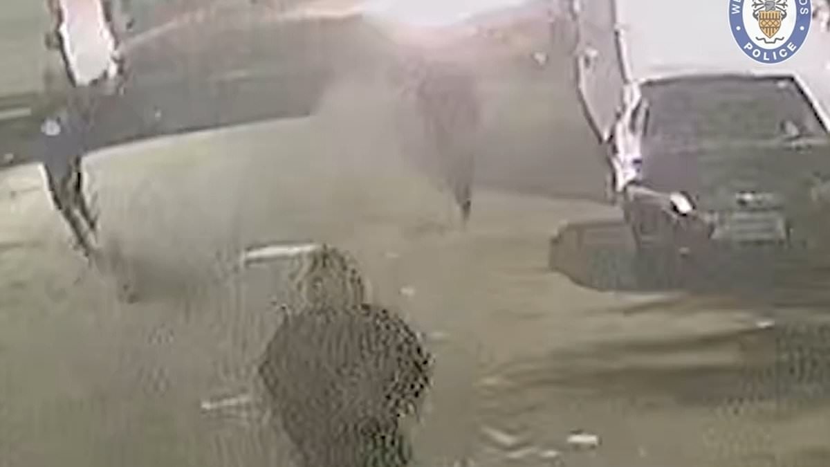 Moment gunshots ring out in quiet suburban street and shatter window of family home - as trio are jailed for 62 years for attempted murder