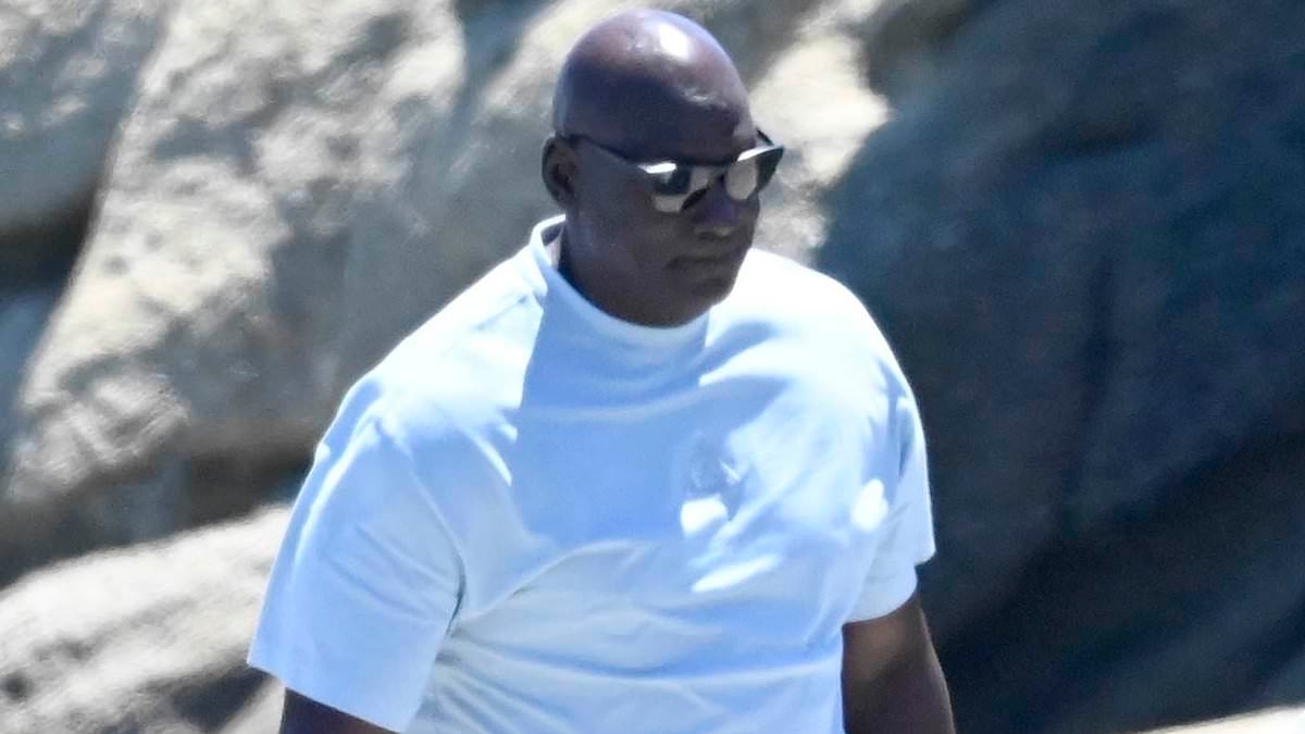 Michael Jordan and wife Yvette Prieto arrive in Mykonos on his $115m yacht as their romantic European trip continues