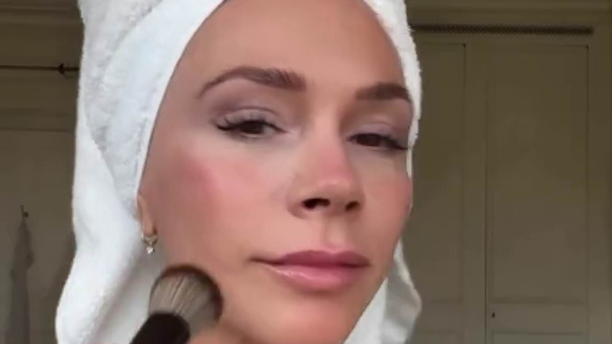 Victoria Beckham continues to put on a brave face as she plugs new £44 blush from her beauty brand amid ongoing feud with son Brooklyn and his wife Nicola Peltz