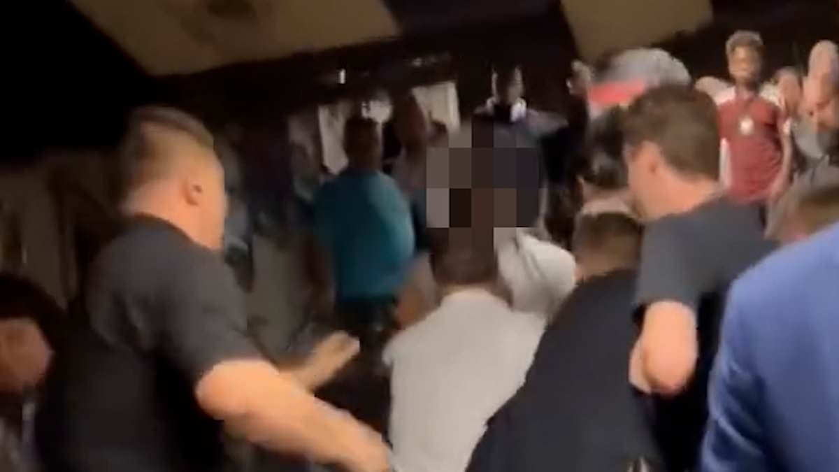BREAKING NEWS Moment group of men brawl on steps of Tube station just feet from toddler sitting on floor and screaming baby