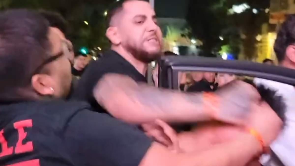 Shocking video shows moment handcuffed man is beaten by furious survivors of LA crash that injured 31