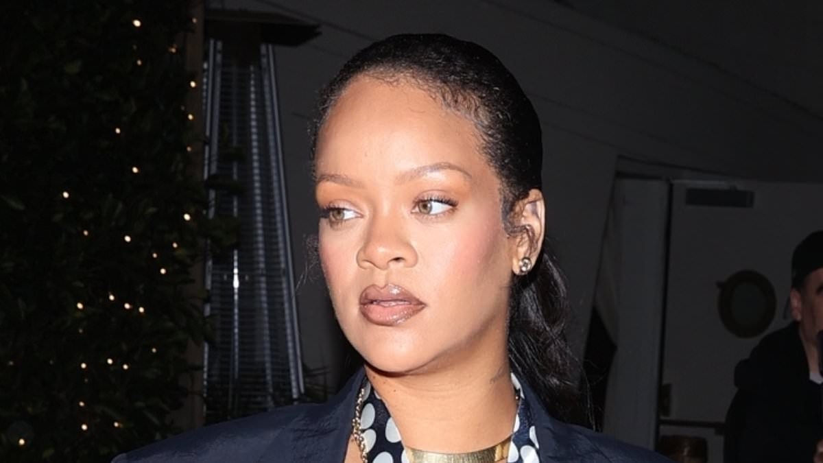 Pregnant Rihanna flashes her bare baby bump in sheer bra as she shows off necklaces with her sons' names