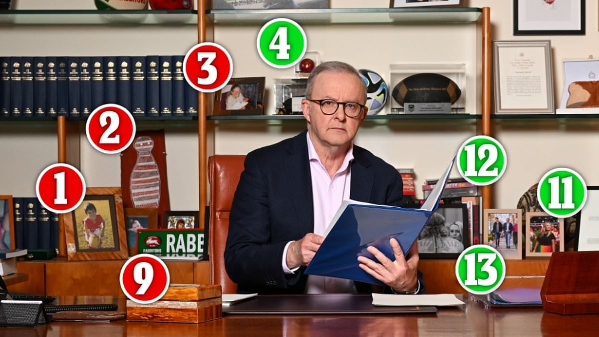 Anthony Albanese's office photo: What's in, what's out and what it says about Australia's leader in 2025... including the item we can all relate to