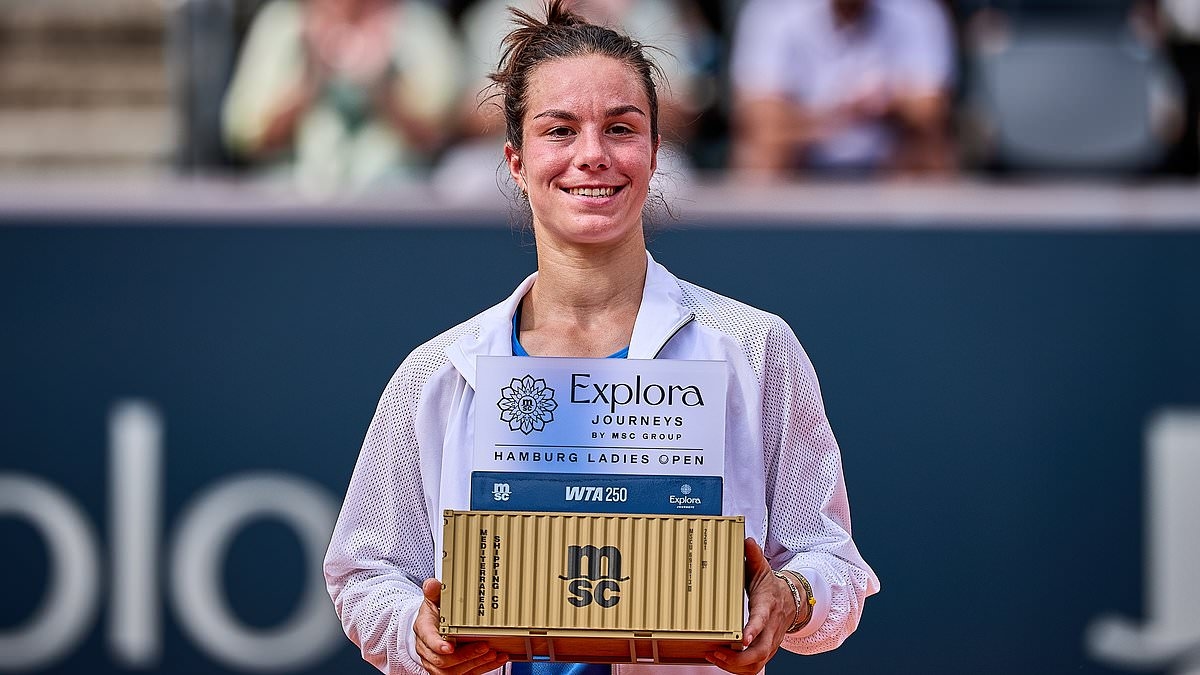 Tennis star handed bizarre trophy in the shape of a SHIPPING CONTAINER after winning tournament in Germany