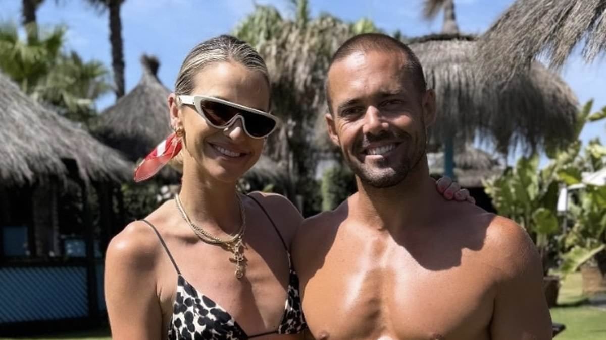 Vogue Williams flaunts her enviable figure as she poses with equally fit husband Spencer Matthews on a family holiday to Spain