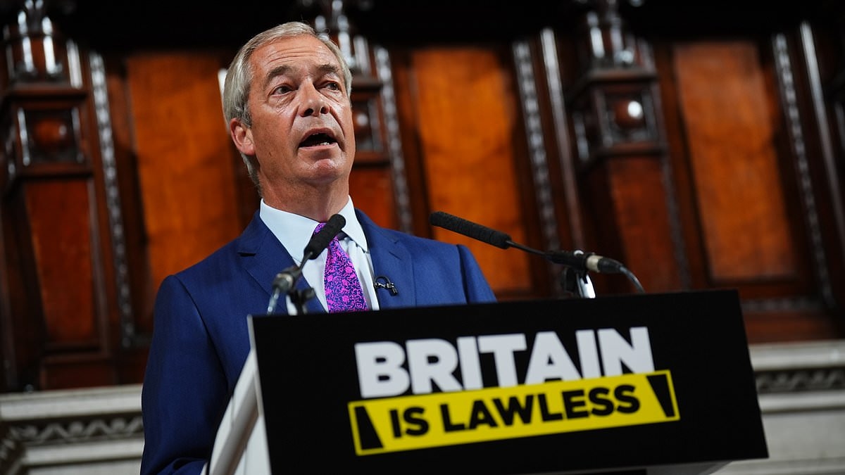 Nigel Farage claims he can HALVE crime by spending £17.4bn with offenders sent to jails in El Salvador - as Reform leader warns parts of British society are 'collapsing'