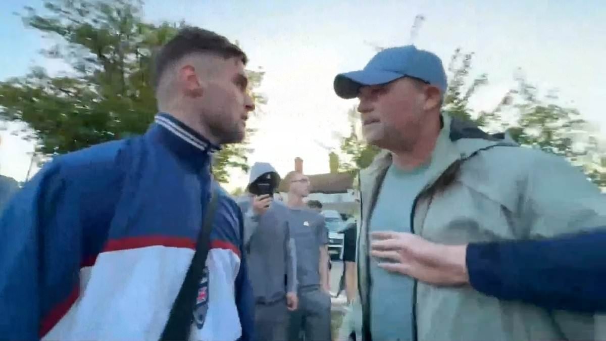 Moment TikTok star clashes with protesters outside Epping asylum seeker hotel as demonstrations continue after Ethiopian man charged over 'sexual assaults'
