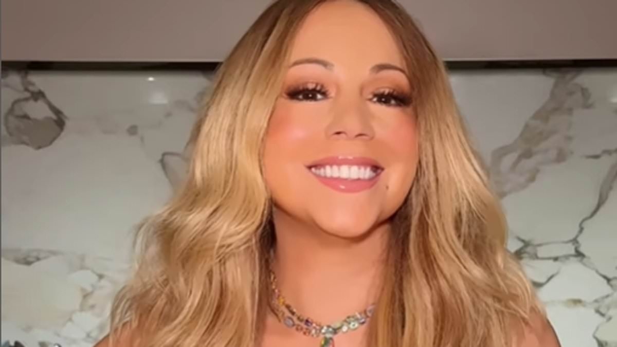 Mariah Carey, 56, is bra-free as she almost spills out of pink dress before announcing first album in 7 YEARS