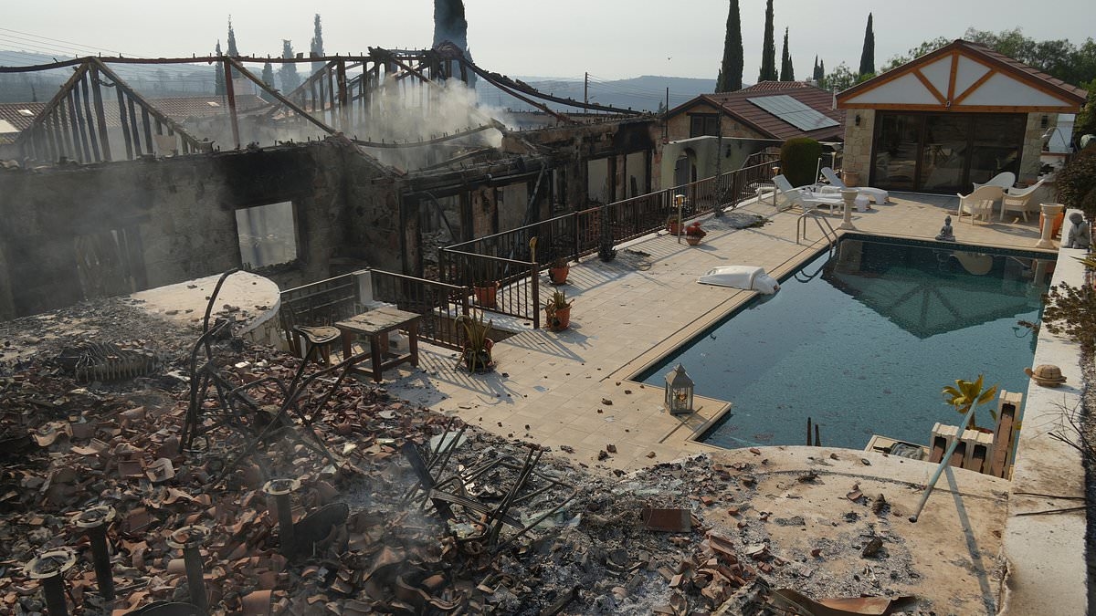 Out-of-control Cyprus wildfires bear down on tourist town as two people are burned alive trying to flee their car and luxury villas reduced to ash with mass evacuations underway