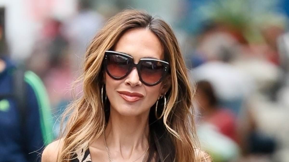 Myleene Klass puts on a very leggy display in summer minidress as she leaves the Smooth Radio studios