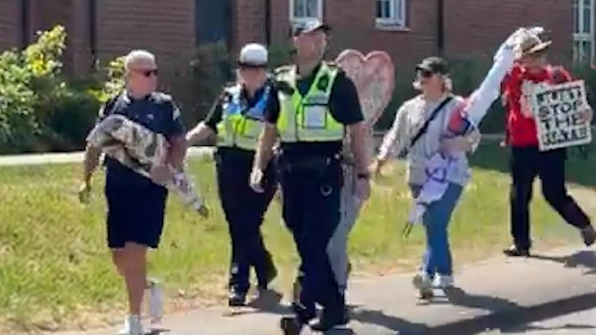 Fury erupts over footage of second police force escorting pro-migrant protesters to asylum seeker hotel as Epping unrest sparks nationwide tensions