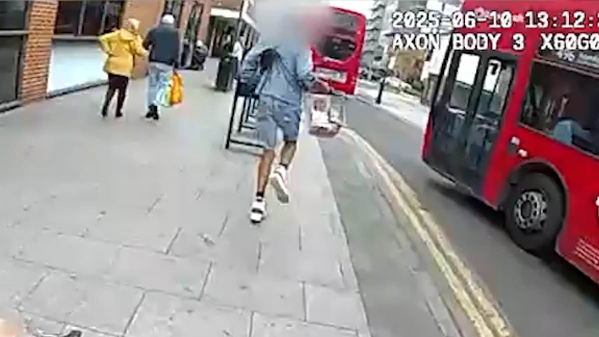 Instant karma for suspected shoplifter chased and caught in the street by police on toy store bikes