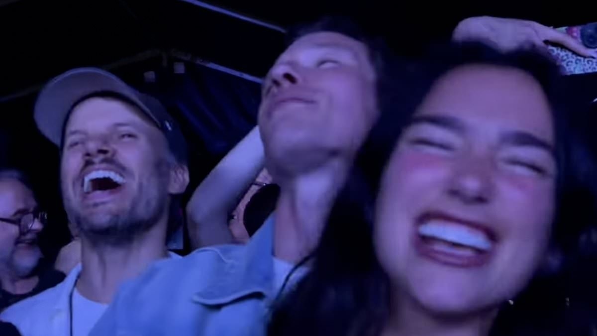 Loved-up Dua Lipa and fiancé Callum Turner belt out Oasis' iconic hit while Tom Cruise enjoys a night out with 'new love' Ana De Armas as they lead stars heading to Wembley for band's reunion tour