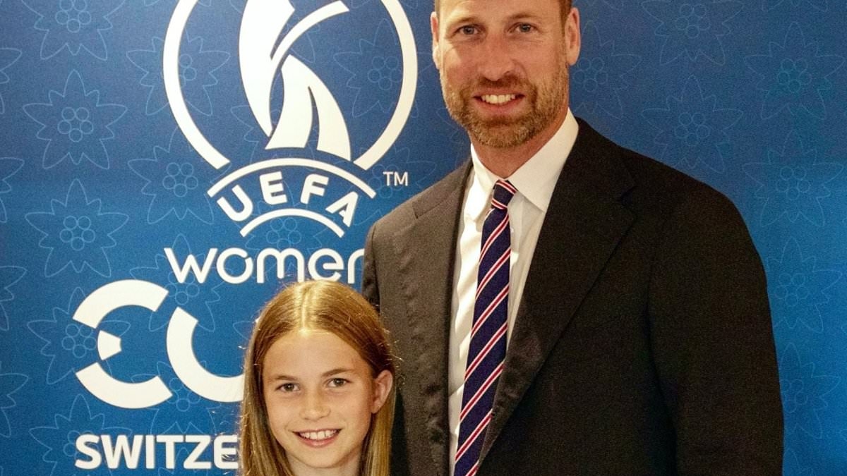 Prince William takes Princess Charlotte, 10, on sweet father-daughter outing to cheer the Lionesses at the Women's Euro final