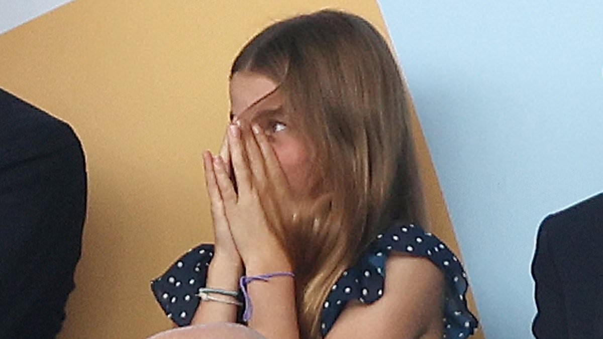 Princess Charlotte is the spitting image of mother Kate Middleton as she watches Lionesses' Euros victory