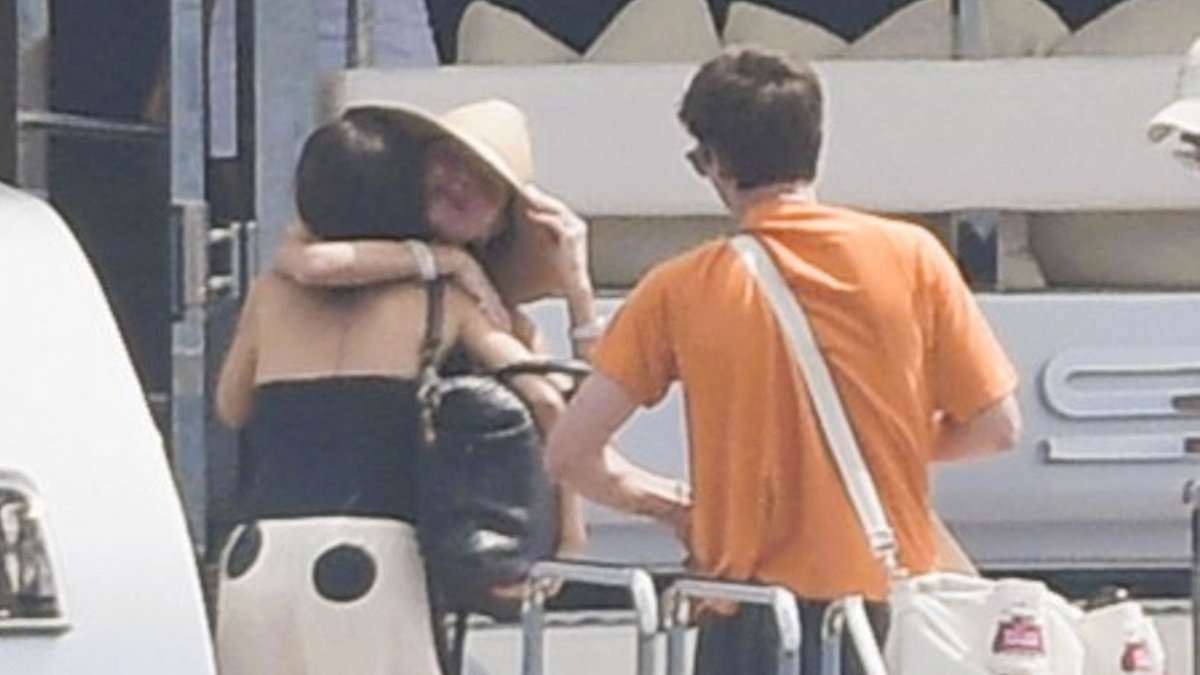 Victoria and David Beckham welcome beloved son Cruz and his girlfriend Jackie Apostel onboard their £16M yacht in St Tropez as they enjoy summer break with family friend Eva Longoria... but Brooklyn is still missing