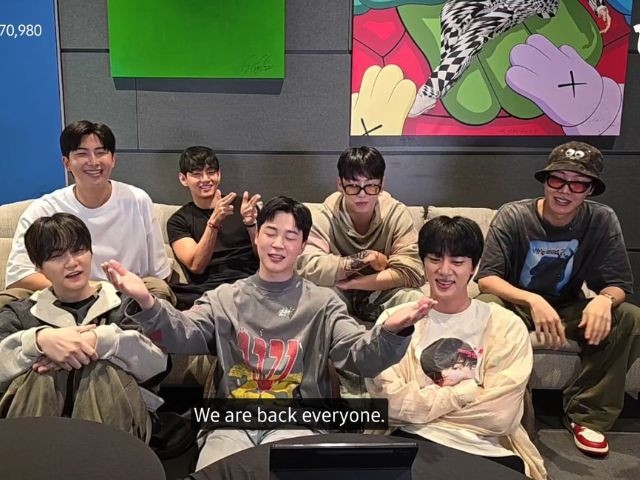 BTS OT7 surprises ARMY with first full-group livestream since 2022 military hiatus