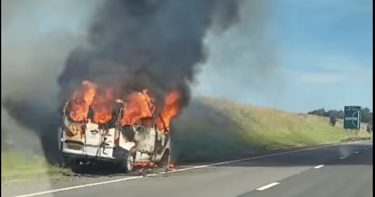 Pictures show dramatic moment East Lothian van bursts into flames on A1