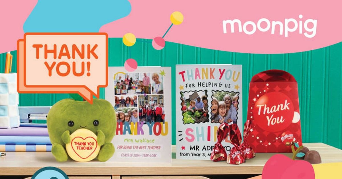 FREE ‘Thank You Teacher!' card for every reader with Moonpig plus free delivery