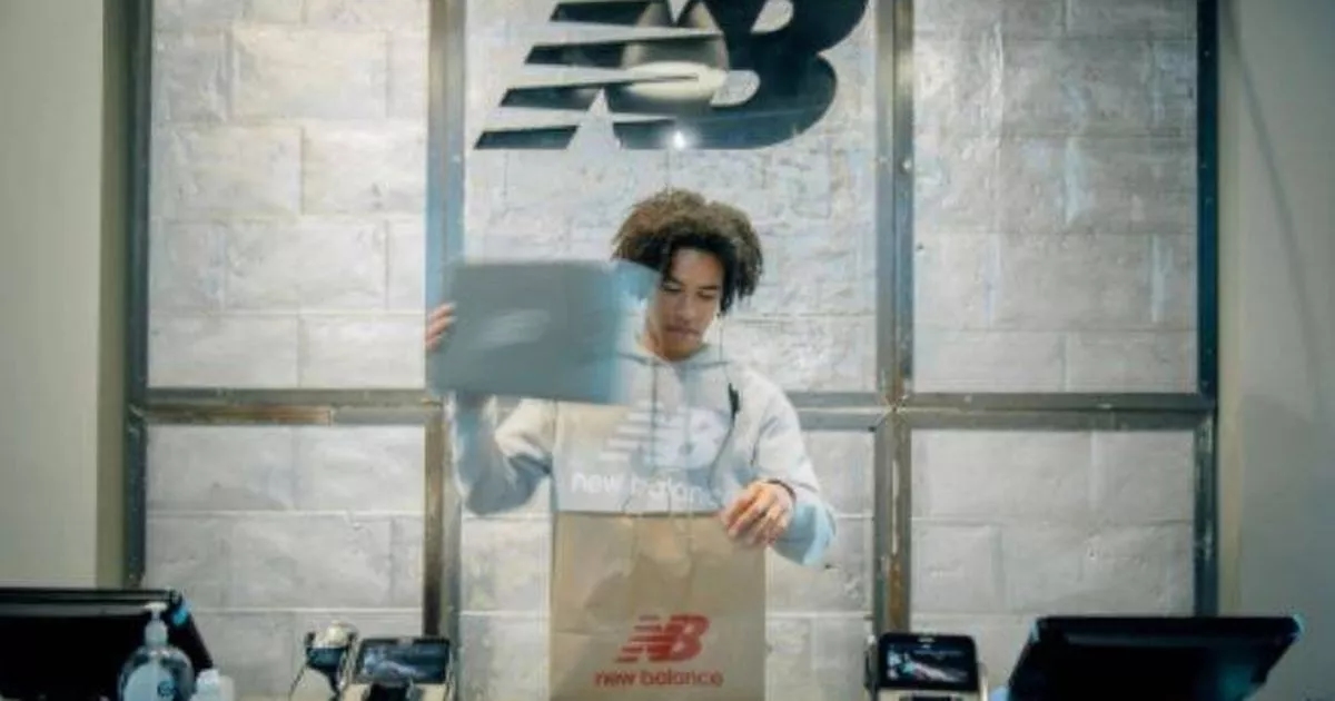 Hidden New Balance sale section lists trainers for half their original price