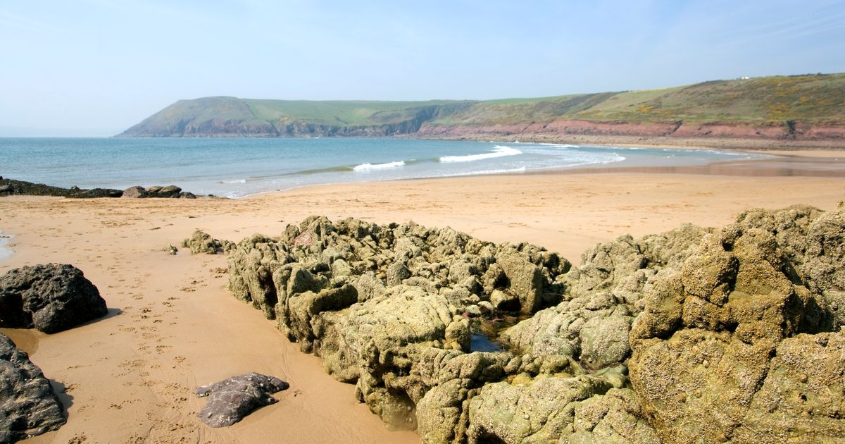 Bucket-list beach with a stream running to the sea, a castle and surfers love it
