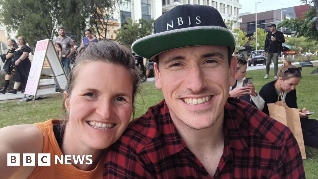 The cycling couple aiming to play the bagpipes in 19 countries