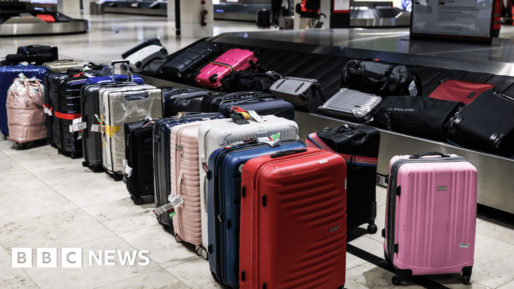 Headlines: 'Ryanair luggage issues' and 'dog stuck down well'
