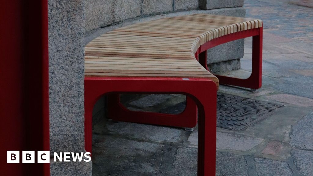 Jersey Central Market benches made from storm-felled trees