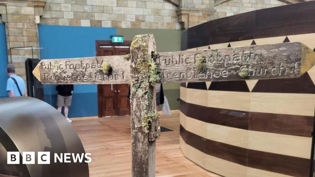 Exmoor fingerpost displayed in London's Natural History Museum