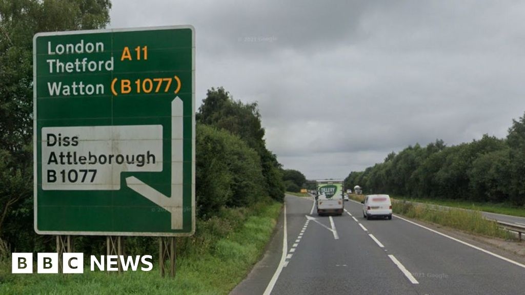 A11 carriageway shut near Attleborough after tree falls in crash