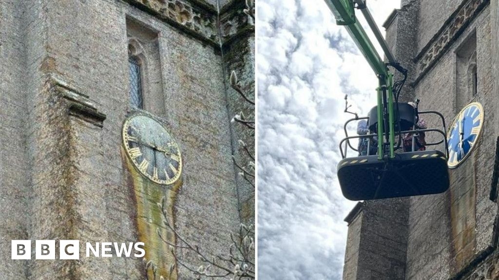 Before and after: Ancient Somerset church clock is restored