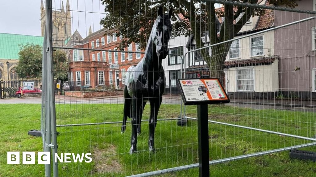Black Beauty fenced in as Great Yarmouth sculpture starts to lean