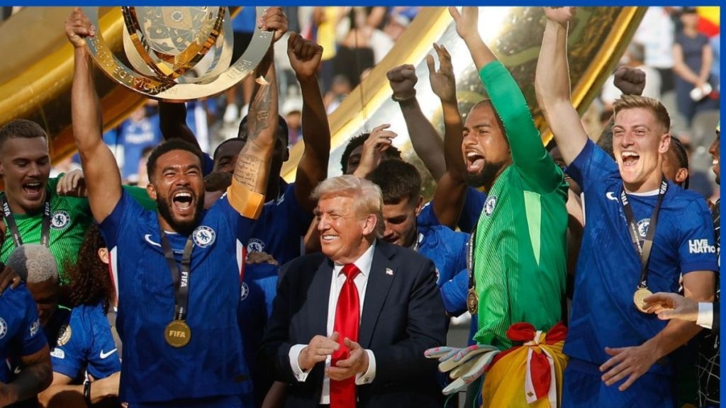 Twitter reacts as Donald Trump crashes Chelsea's Club World Cup celebration