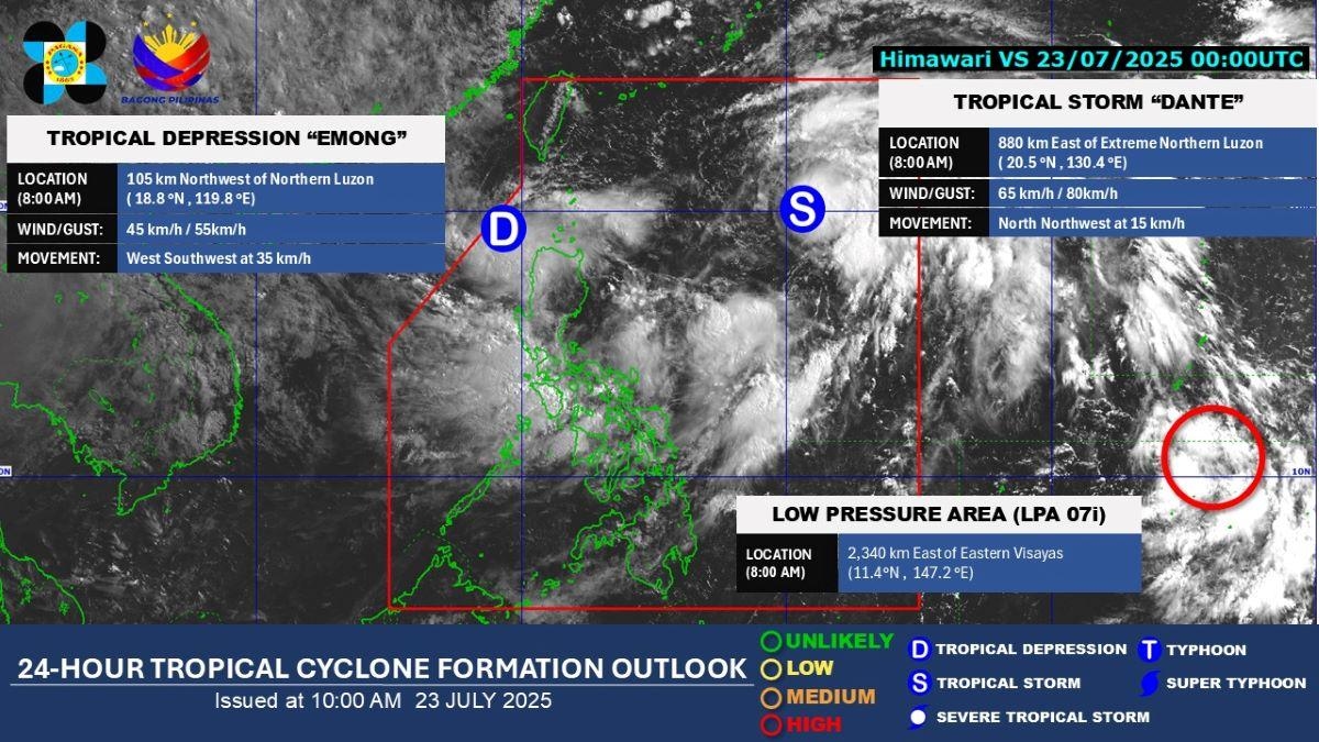 Dante intensified into a tropical storm, PAGASA says
