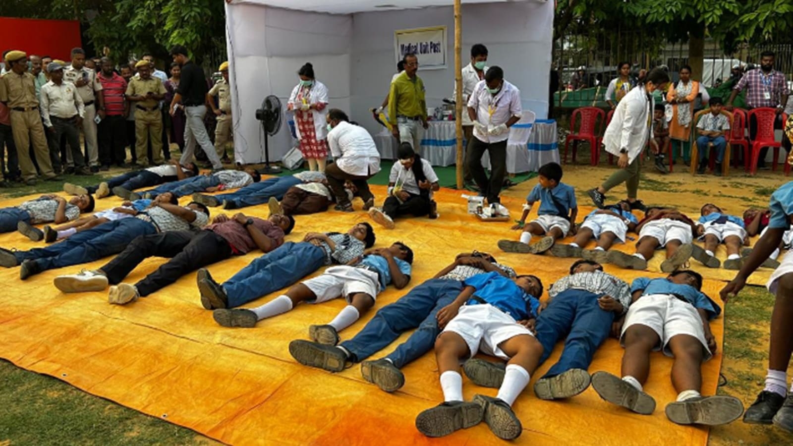 Simulated air raid sirens, aerial attack and earthquake rescue training during mock drills in Tripura