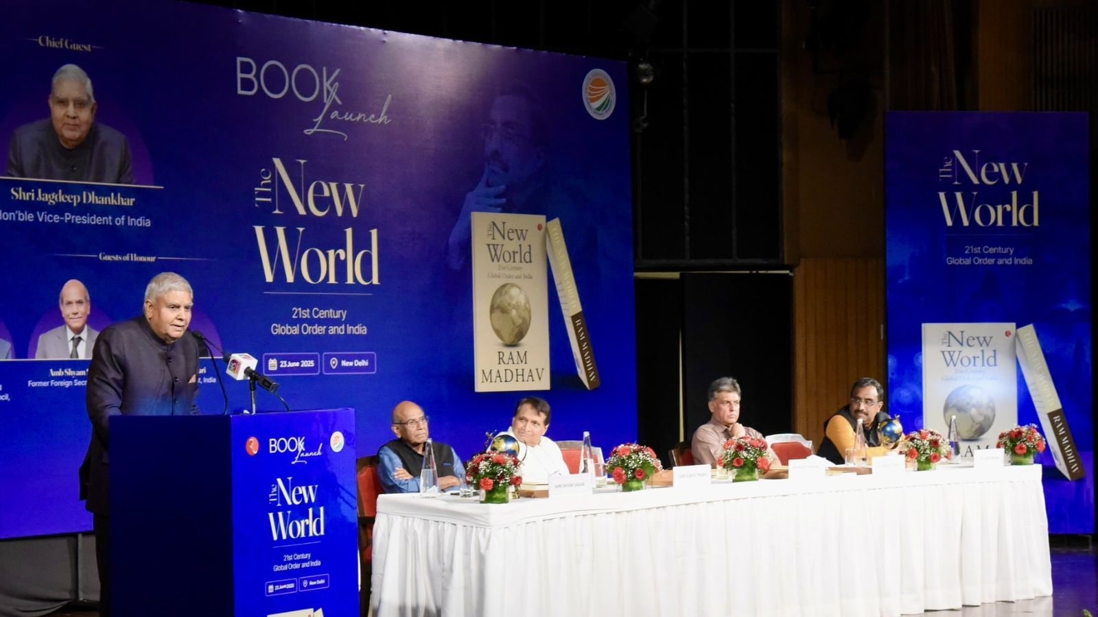 BJP leader Ram Madhav book launch event: Contemporary global scenario concerning for peace-loving nations, says Dhankhar