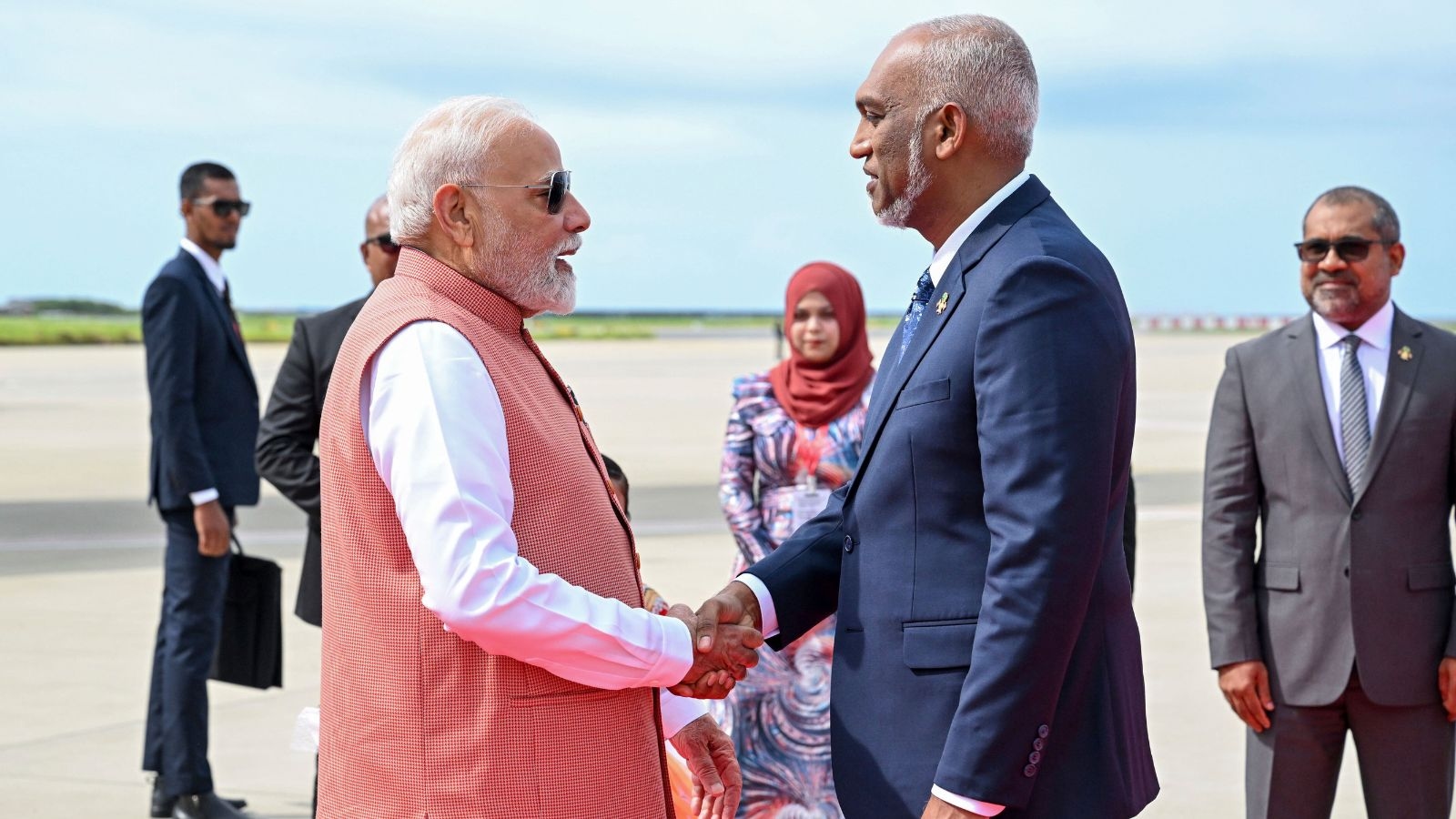 ‘A memorable welcome': PM Modi received by President Muizzu as he starts his Maldives visit